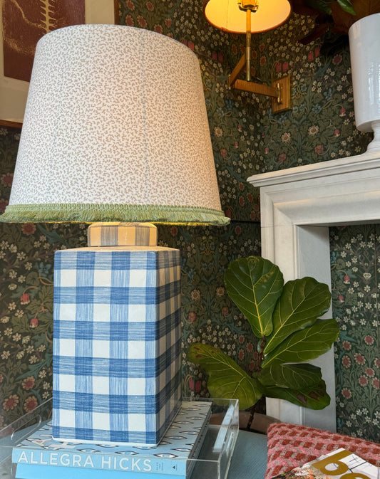 Blue check lamp and custom shade