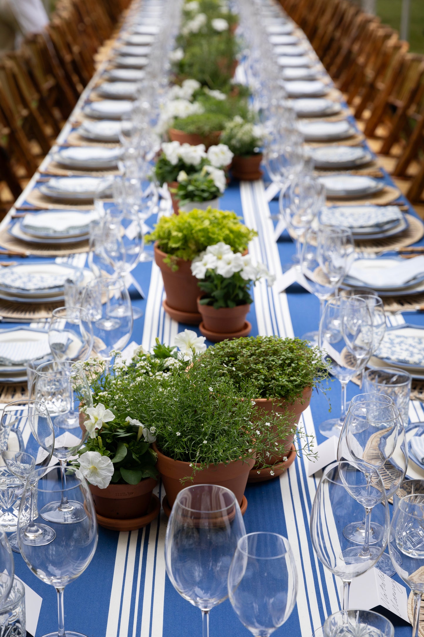 Blue & White Stripe Tablecloth - 550 x 260cm